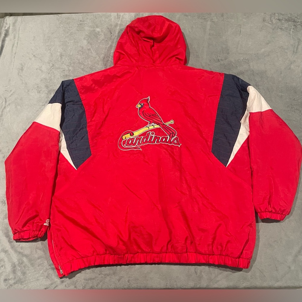 St Louis Cardinals Starter Jacket Mens 3XL Quilted Hoody Pullover Vintage Style